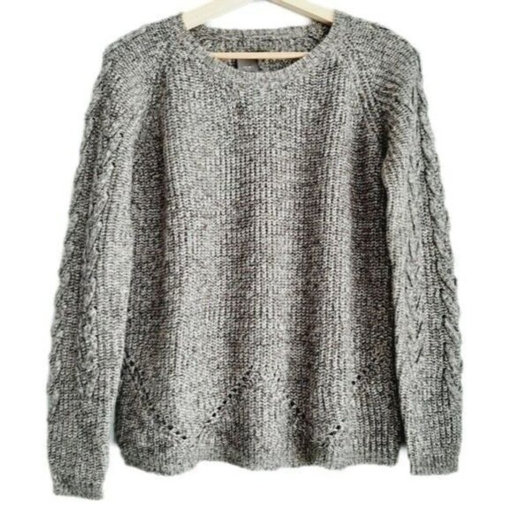 ICHI Denmark Anubis Crewneck Pullover Knit Sweater Gray Sz S